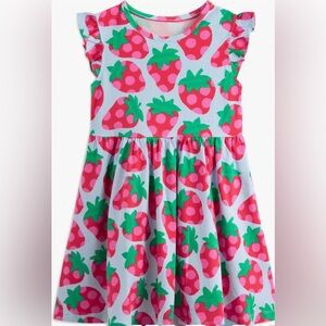 Mini Boden Kids' Strawberry Print Cotton Jersey Dress size 7/8T